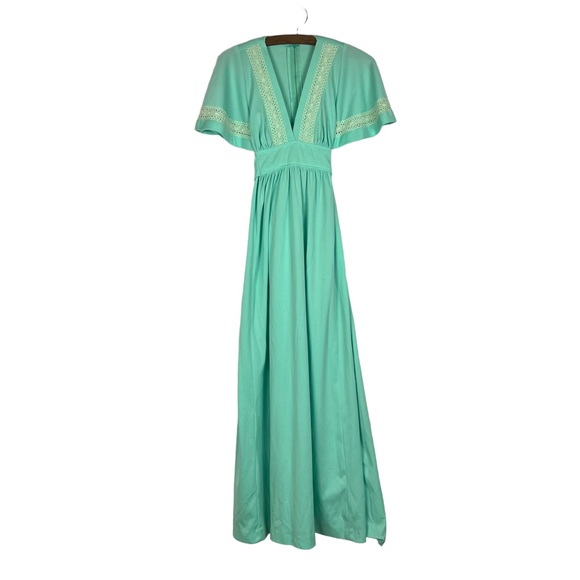 Vintage Dresses & Skirts - Vintage 1960’s mint green handmade polyester maxi dress XS